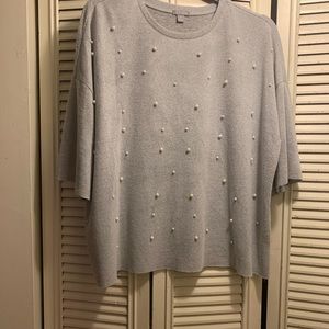 Grey Pearl Short Sleeve Sweater